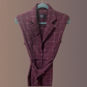 Burgundy Plaid Sleeveless Dress